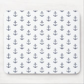 Nautical Navy Blue Anchor Pattern Muismat (Voorkant)
