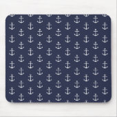 Nautical Navy Blue Anchor Pattern Muismat (Voorkant)