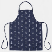 Nautical Navy Blue Anchor Pattern Schort (Voorkant)