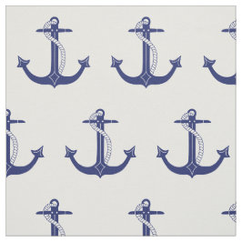 Nautical Navy Blue Anchor Pattern Stof