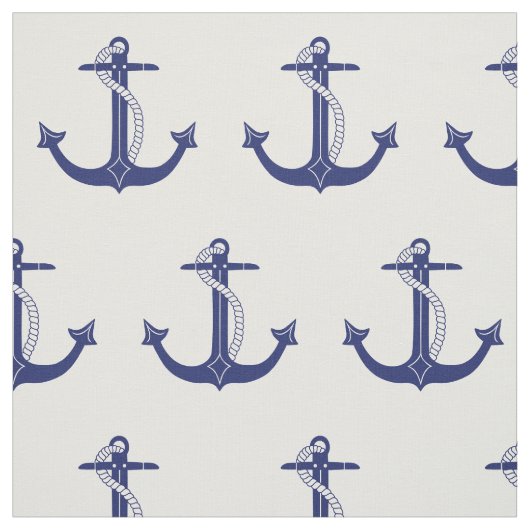 Nautical Navy Blue Anchor Pattern Stof (Swatch)