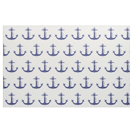 Nautical Navy Blue Anchor Pattern Stof (Fat Quarter)