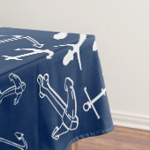 Nautical Navy Blue Anchor Pattern Tafelkleed (Voorbeeld)