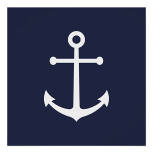 Nautical Navy Blue Anchor Perfect Poster