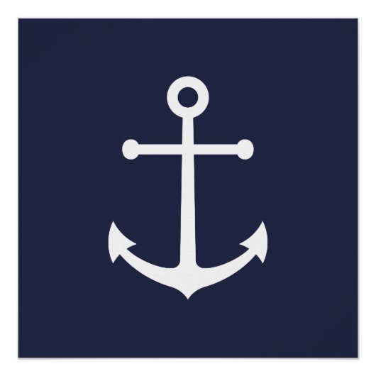 Nautical Navy Blue Anchor Perfect Poster (Voorkant)