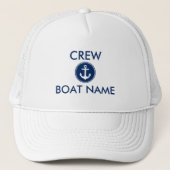 Nautical Navy Blue Anchor Personalized Boat Crew. Trucker Pet (Voorkant)