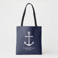 Nautical Navy Blue Anchor Personalized Bridesmaid