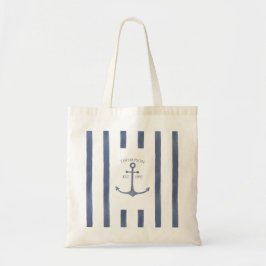 Nautical Navy Blue Anchor Personalized Canvas tas