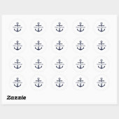 Nautical Navy Blue Anchor Personalized Family Name Ronde Sticker (Vel)