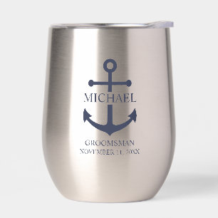 Nautical Navy Blue Anchor Personalized Groomsmen