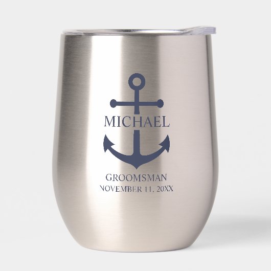 Nautical Navy Blue Anchor Personalized Groomsmen (Links)
