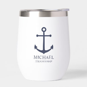 Nautical Navy Blue Anchor Personalized Groomsmen
