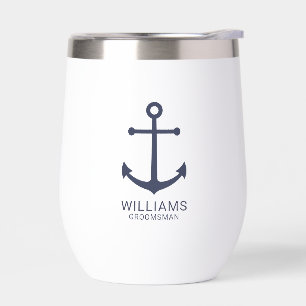 Nautical Navy Blue Anchor Personalized Groomsmen