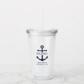 Nautical Navy Blue Anchor Personalized Groomsmen Acryl Drinkbeker (Voorkant)