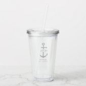 Nautical Navy Blue Anchor Personalized Groomsmen Acryl Drinkbeker (Achterkant)
