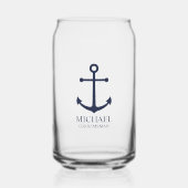Nautical Navy Blue Anchor Personalized Groomsmen Blikvorm Glas (Voorkant)