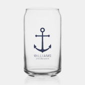 Nautical Navy Blue Anchor Personalized Groomsmen Blikvorm Glas (Voorkant)