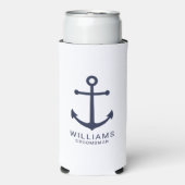 Nautical Navy Blue Anchor Personalized Groomsmen C Seltzer Blikjeskoeler (Seltzer Voorkant)