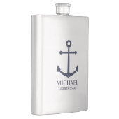 Nautical Navy Blue Anchor Personalized Groomsmen Flacon (Rechts)