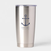 Nautical Navy Blue Anchor Personalized Groomsmen Geïsoleerde Drinkbeker (Links)