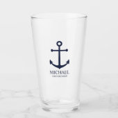 Nautical Navy Blue Anchor Personalized Groomsmen Glas (Voorkant)