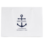 Nautical Navy Blue Anchor Personalized Groomsmen Groot Cadeauzakje (Voorkant)