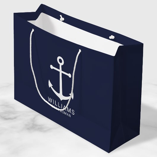 Nautical Navy Blue Anchor Personalized Groomsmen Groot Cadeauzakje