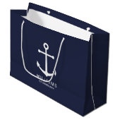 Nautical Navy Blue Anchor Personalized Groomsmen Groot Cadeauzakje (Voorkant Gekanteld)
