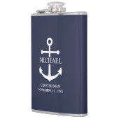 Nautical Navy Blue Anchor Personalized Groomsmen Heupfles (Links)