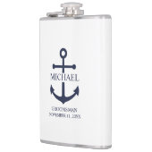 Nautical Navy Blue Anchor Personalized Groomsmen Heupfles (Links)