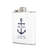Nautical Navy Blue Anchor Personalized Groomsmen Heupfles (Links)