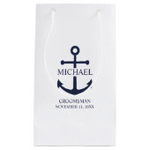Nautical Navy Blue Anchor Personalized Groomsmen Klein Cadeauzakje (Voorkant)