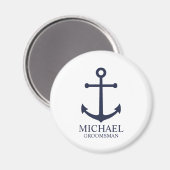 Nautical Navy Blue Anchor Personalized Groomsmen Magneet (Voorkant / Achterkant)