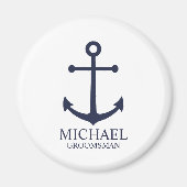 Nautical Navy Blue Anchor Personalized Groomsmen Magneet (Voorkant)