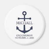 Nautical Navy Blue Anchor Personalized Groomsmen Magneet (Voorkant)