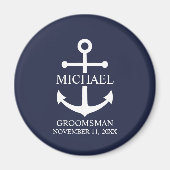 Nautical Navy Blue Anchor Personalized Groomsmen Magneet (Voorkant)
