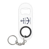 Nautical Navy Blue Anchor Personalized Groomsmen Mini Flessenopener (Voorkant)