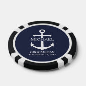 Nautical Navy Blue Anchor Personalized Groomsmen Poker Chips (Enkel)