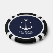Nautical Navy Blue Anchor Personalized Groomsmen Poker Chips (Enkel)