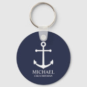 Nautical Navy Blue Anchor Personalized Groomsmen Sleutelhanger (Voorkant)