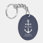Nautical Navy Blue Anchor Personalized Groomsmen Sleutelhanger (Voorkant Links)