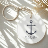 Nautical Navy Blue Anchor Personalized Groomsmen Sleutelhanger