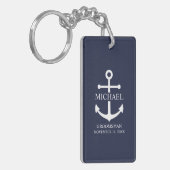 Nautical Navy Blue Anchor Personalized Groomsmen Sleutelhanger (Voorkant Links)
