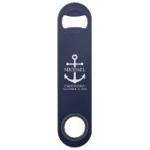 Nautical Navy Blue Anchor Personalized Groomsmen Speed Flessenopener (Voorkant)