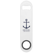 Nautical Navy Blue Anchor Personalized Groomsmen Speed Flessenopener (Voorkant)