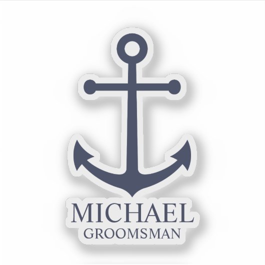 Nautical Navy Blue Anchor Personalized Groomsmen Sticker (Voorkant)