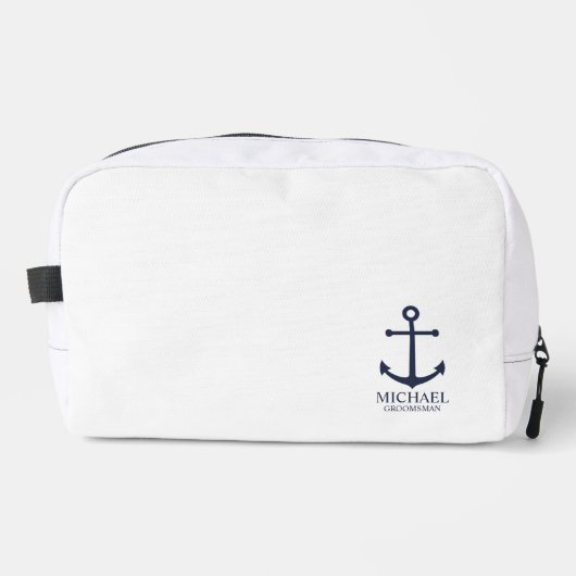 Nautical Navy Blue Anchor Personalized Groomsmen Toilettasje (Voorkant)