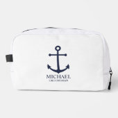 Nautical Navy Blue Anchor Personalized Groomsmen Toilettasje (Voorkant)