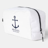 Nautical Navy Blue Anchor Personalized Groomsmen Toilettasje (Rechterhoek)
