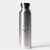 Nautical Navy Blue Anchor Personalized Groomsmen Waterfles (Links)